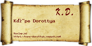 Köpe Dorottya névjegykártya